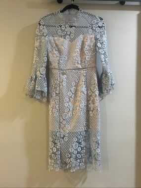 Free people ladies powder blue lace dress size small high lace neckline